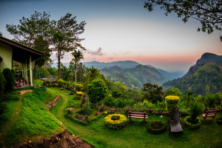 View of Ella Rock and the Ella Gap from the Ambiente Guest House, Ella, Uva Province, Sri Lanaka.